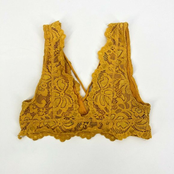 Ambiance Mustard Floral Lace Boho Beach Bralette - Picture 2 of 3